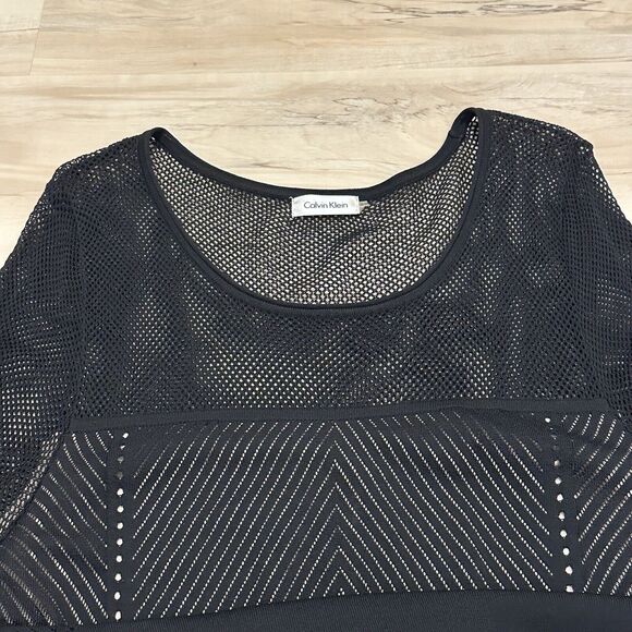 Calvin Klein Women XL Dress Bodycon Mesh Sheer Long Sleeve Lined Black - Picture 4 of 9